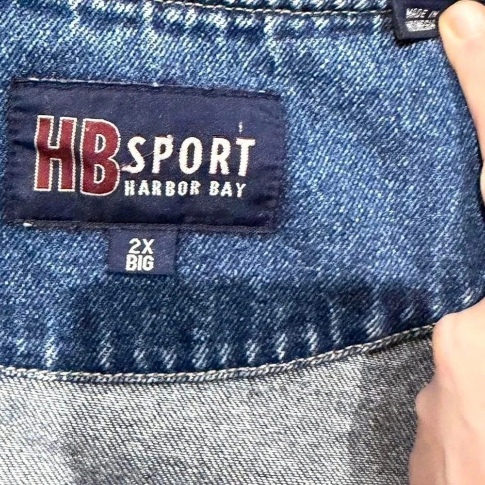 Vintage‎ HB Sport Harbor Bay Denim Varsity Jacket Mens 2X Big Oversized 90s